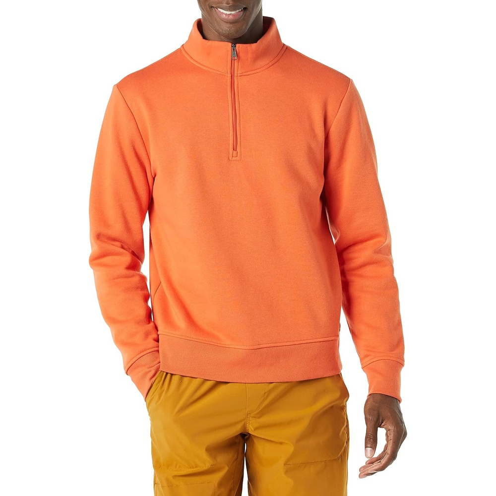 image:imageAmazon Essentials Mens Regular Fit LongSleeve QuarterZip Pullover Fleece Sweatshirt with Mock Neck MidweightOrange