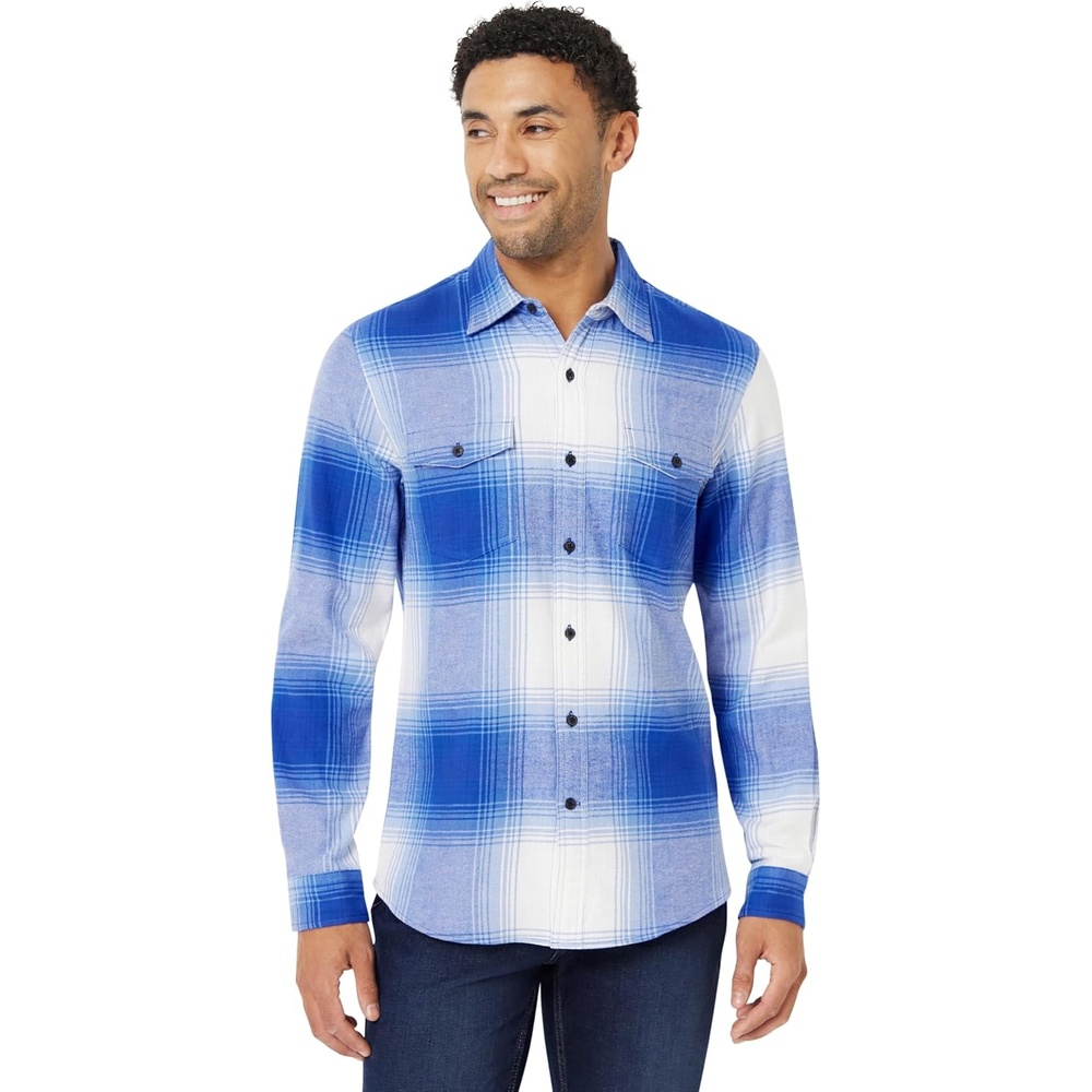 image:imageAmazon Essentials Mens SlimFit Flannel LongSleeve Button Down Shirt TwoPocket 100 Cotton PlaidRoyal Blue Shadow Plaid
