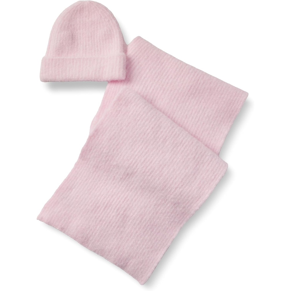image:imageAmazon Essentials Unisex Adults Faux Mohair Scarf Hat Set for Women and MenPastel Lilac