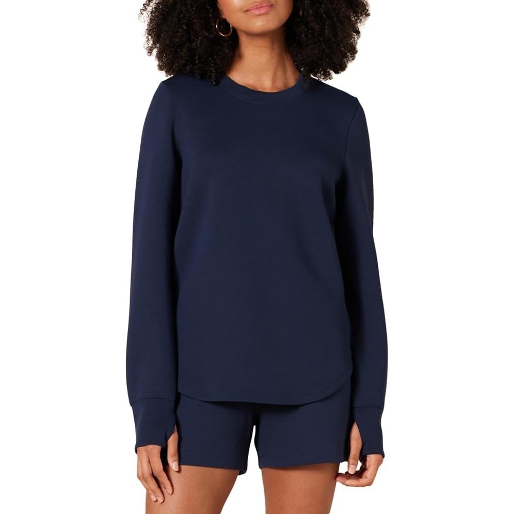 image:imageAmazon Essentials Womens Active Sweat StandardFit LongSleeve Crewneck SweatshirtNavy