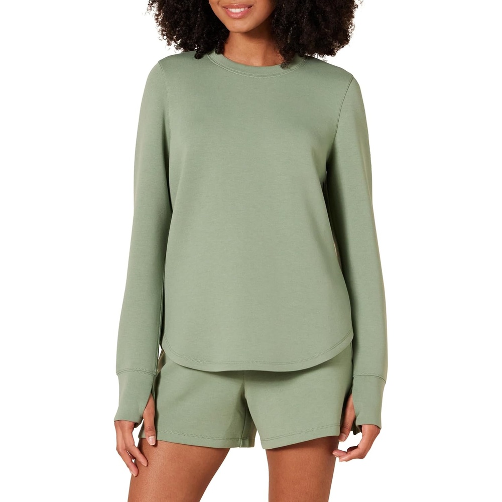 image:imageAmazon Essentials Womens Active Sweat StandardFit LongSleeve Crewneck SweatshirtSage Green