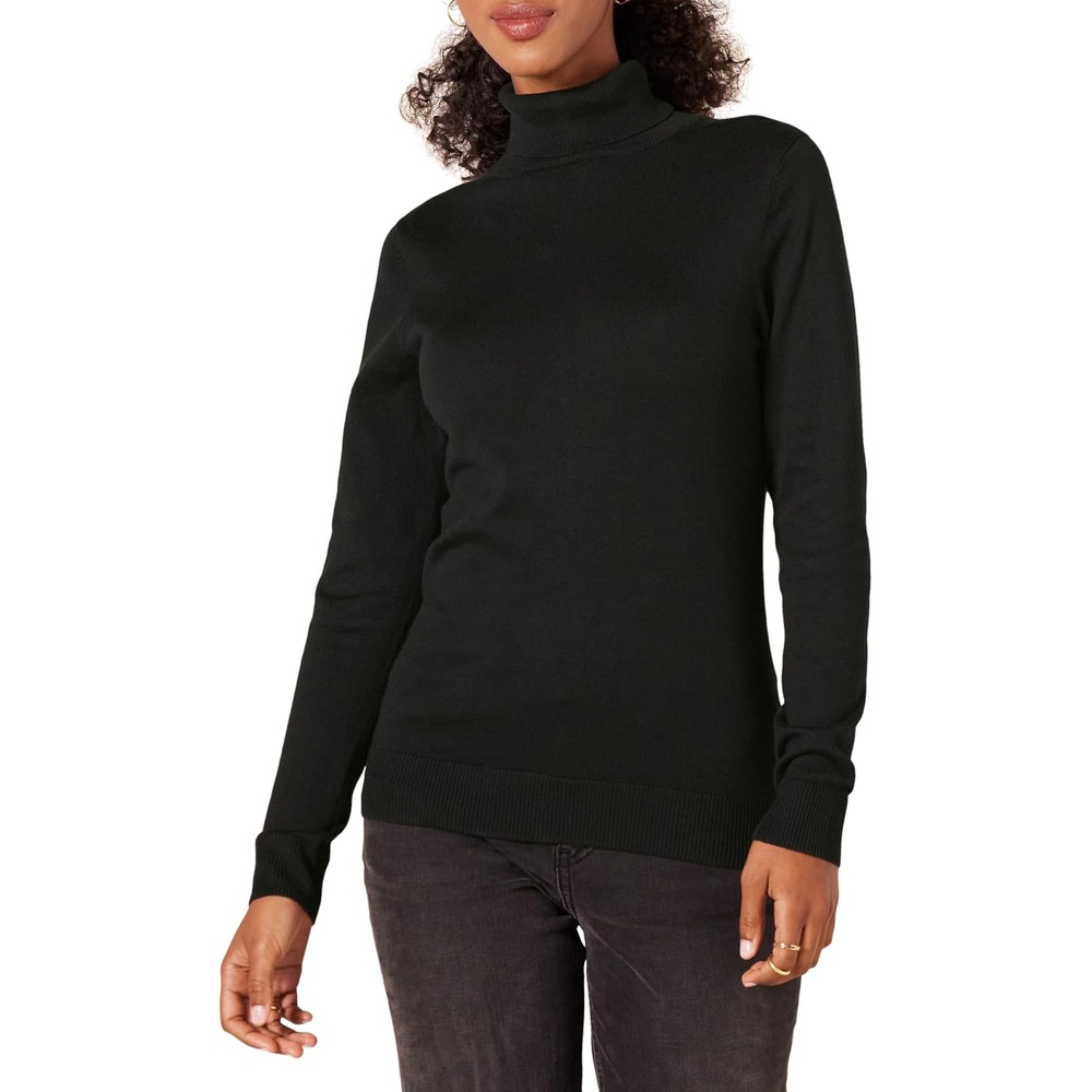 image:imageAmazon Essentials Womens ClassicFit Lightweight LongSleeve Turtleneck SweaterBlack