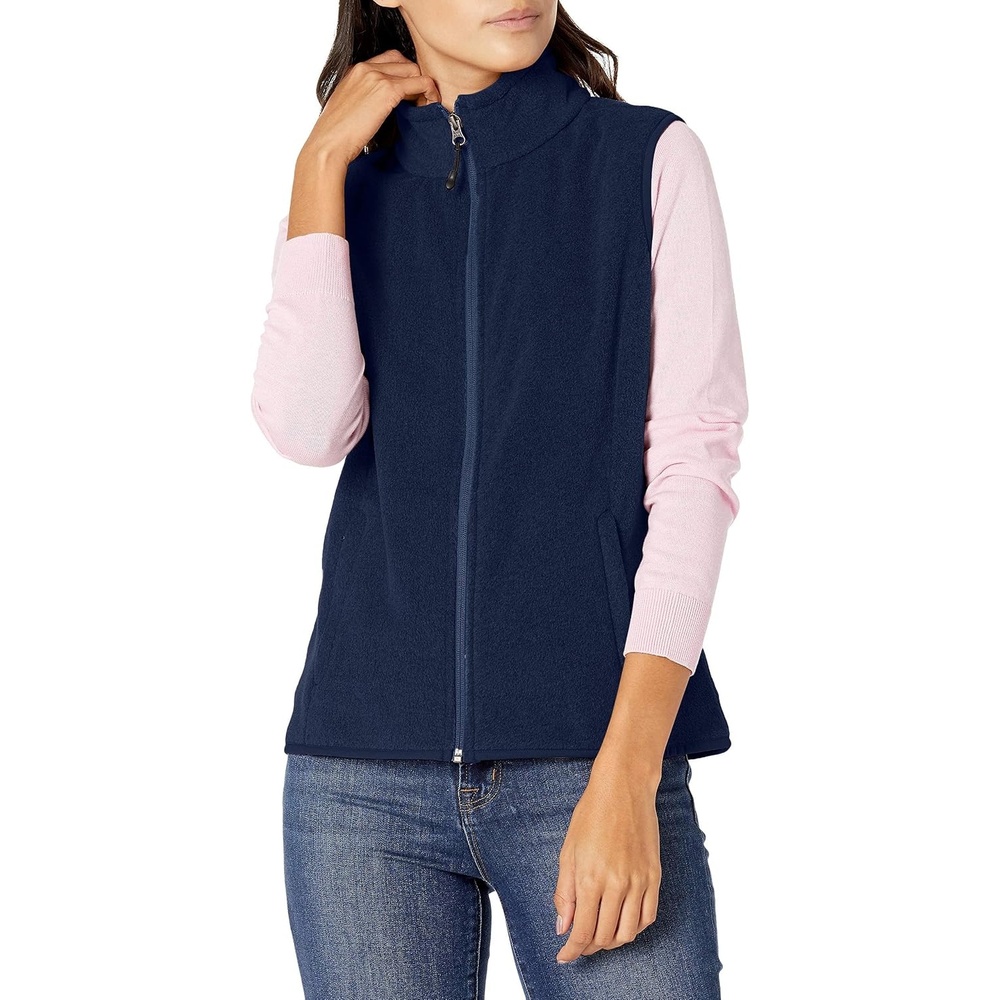 image:imageAmazon Essentials Womens ClassicFit Sleeveless Polar Soft Fleece Vest with Zip Pockets Available in Plus SizeNavy