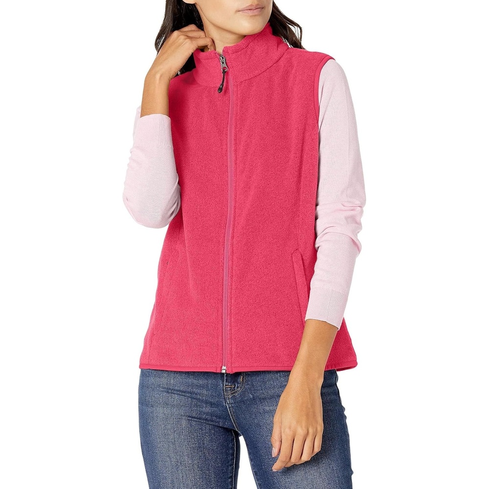 image:imageAmazon Essentials Womens ClassicFit Sleeveless Polar Soft Fleece Vest with Zip Pockets Available in Plus SizePink