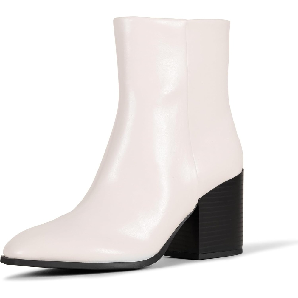 image:imageAmazon Essentials Womens Clean Stacked Heel Ankle Boots with Side Zipper Memory Foam Insole Flexible NonSlip OutsoleIvory