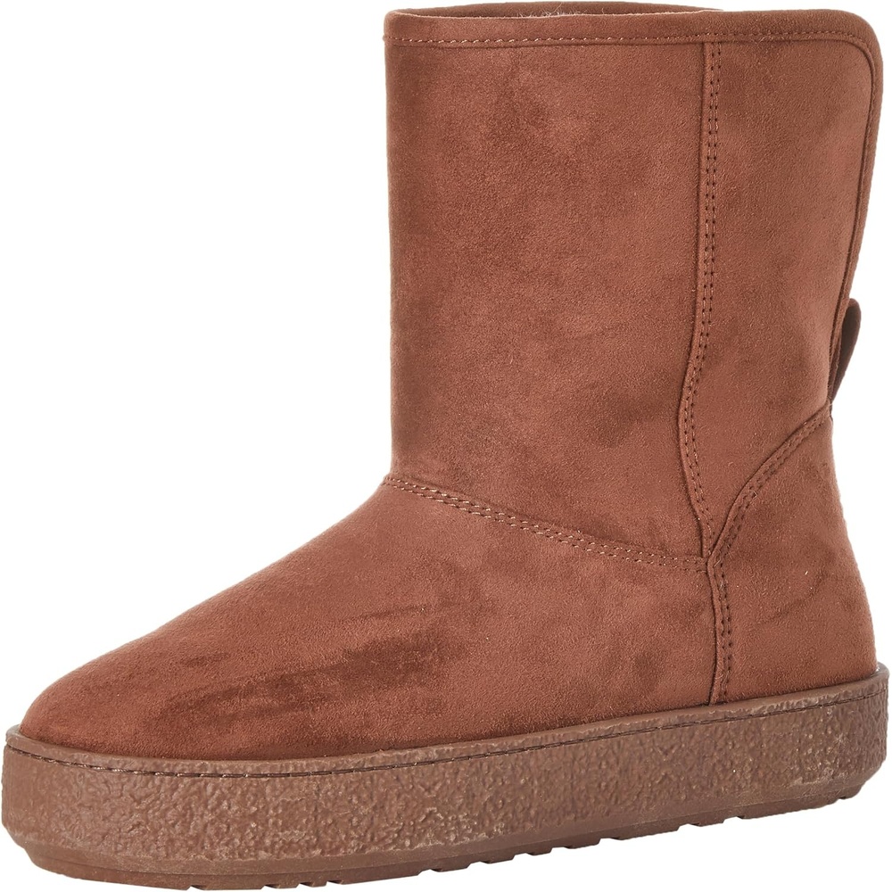 image:imageAmazon Essentials Womens Faux Fur Lined Shearling Boots PullOn DesignChestnut Brown Microsuede