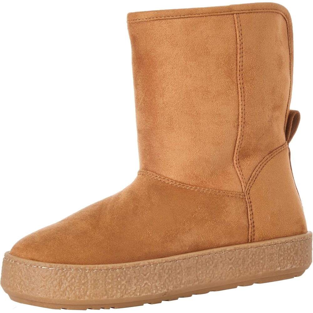 image:imageAmazon Essentials Womens Faux Fur Lined Shearling Boots PullOn DesignTan Microsuede
