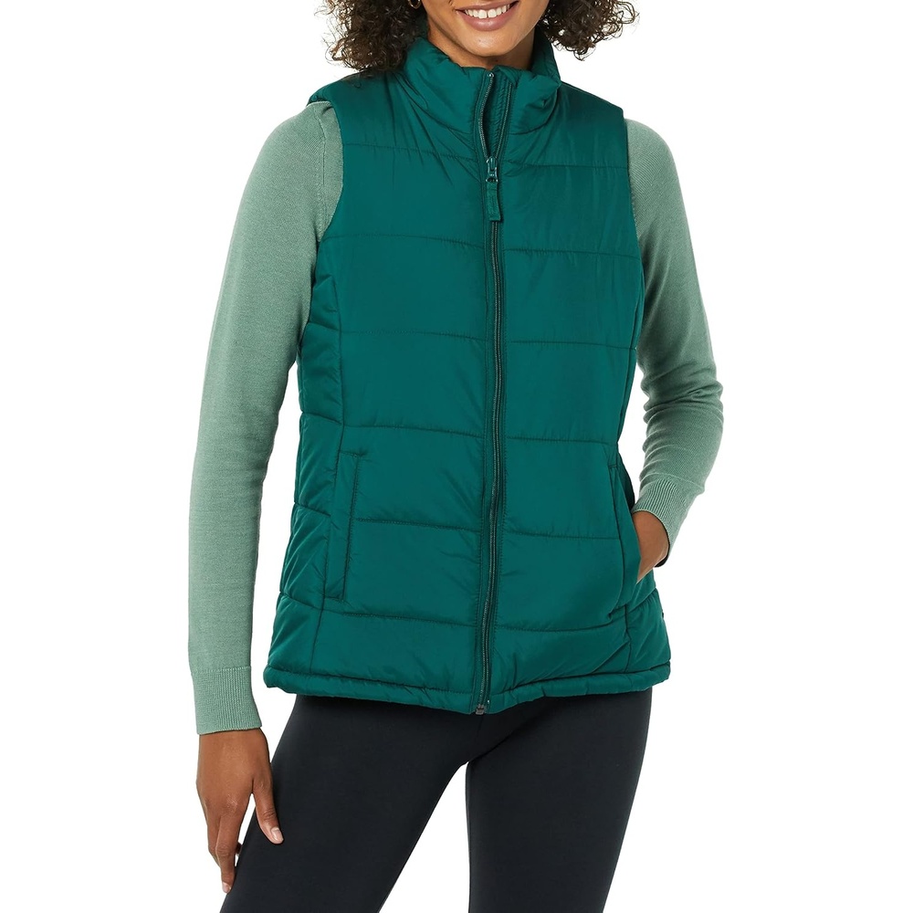 image:imageAmazon Essentials Womens MidWeight Puffer VestDark Green