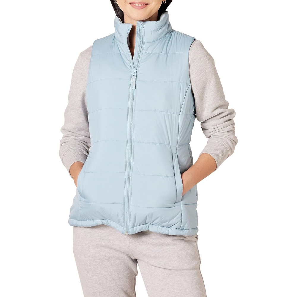 image:imageAmazon Essentials Womens MidWeight Puffer VestDusty Blue
