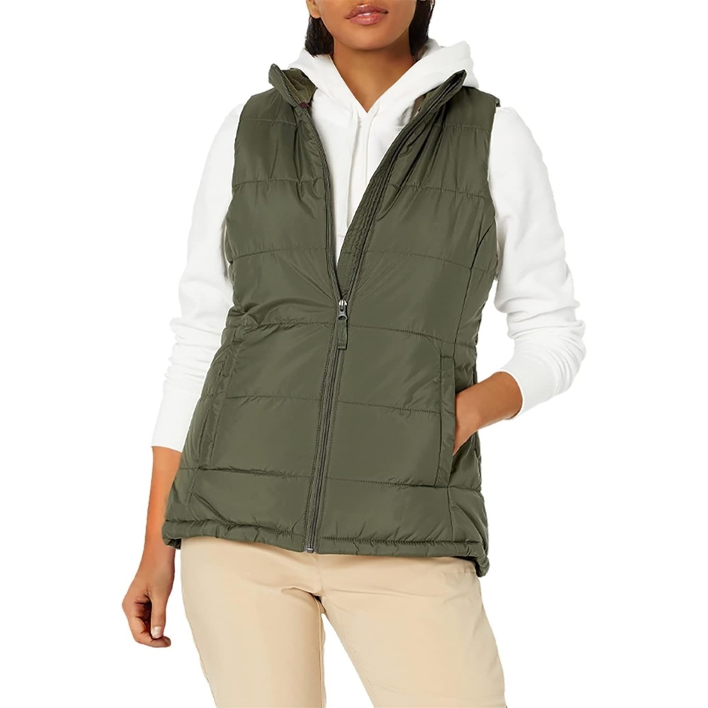 image:imageAmazon Essentials Womens MidWeight Puffer VestOlive