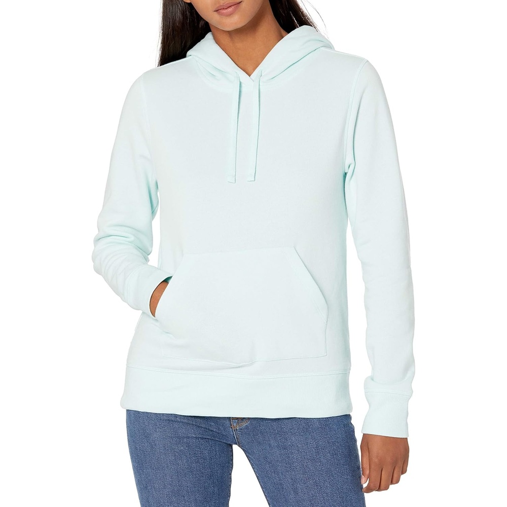 image:imageAmazon Essentials Womens RegularFit Midweight Fleece Pullover Hoodie with Kangaroo Pocket Available in Plus SizeBright Aqua