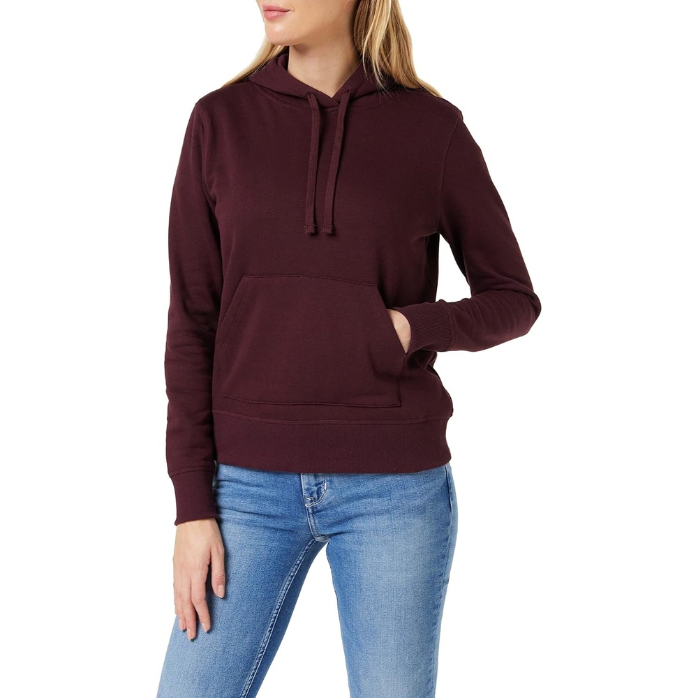 image:imageAmazon Essentials Womens RegularFit Midweight Fleece Pullover Hoodie with Kangaroo Pocket Available in Plus SizeBurgundy
