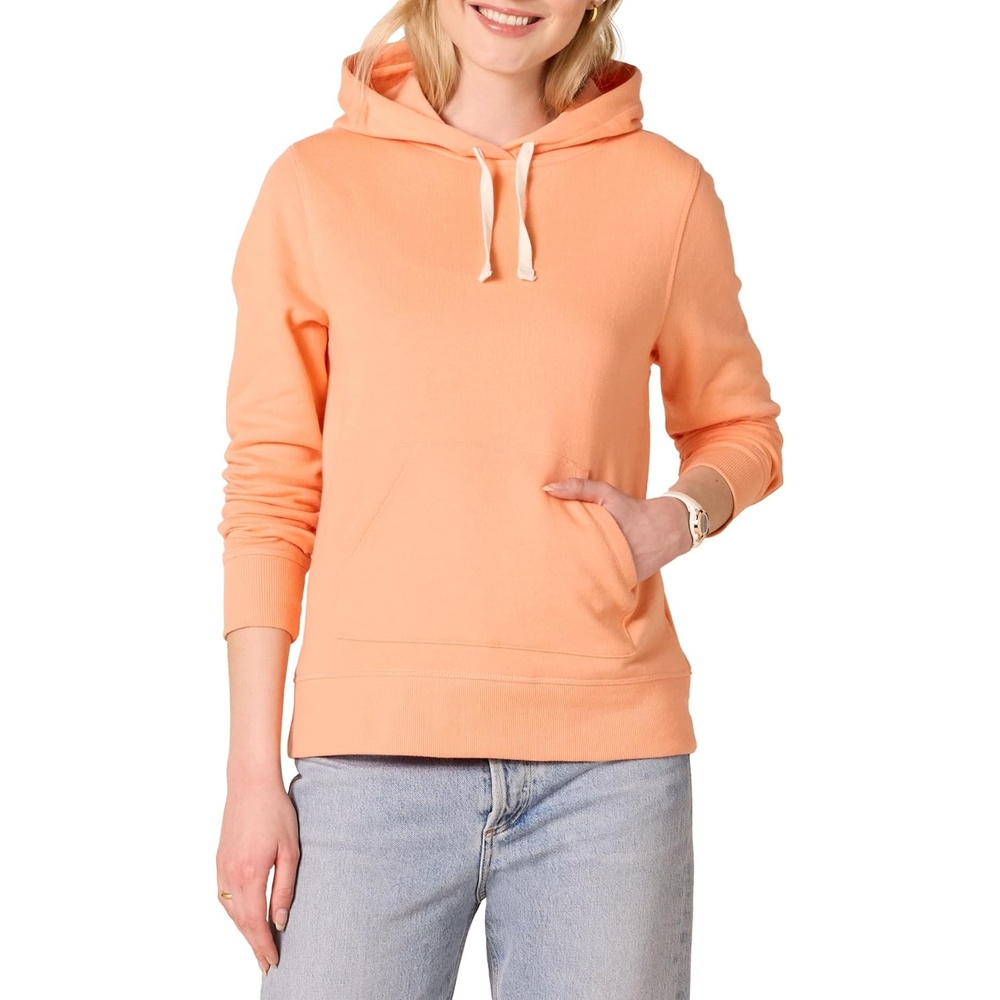 image:imageAmazon Essentials Womens RegularFit Midweight Fleece Pullover Hoodie with Kangaroo Pocket Available in Plus SizeCantaloupe