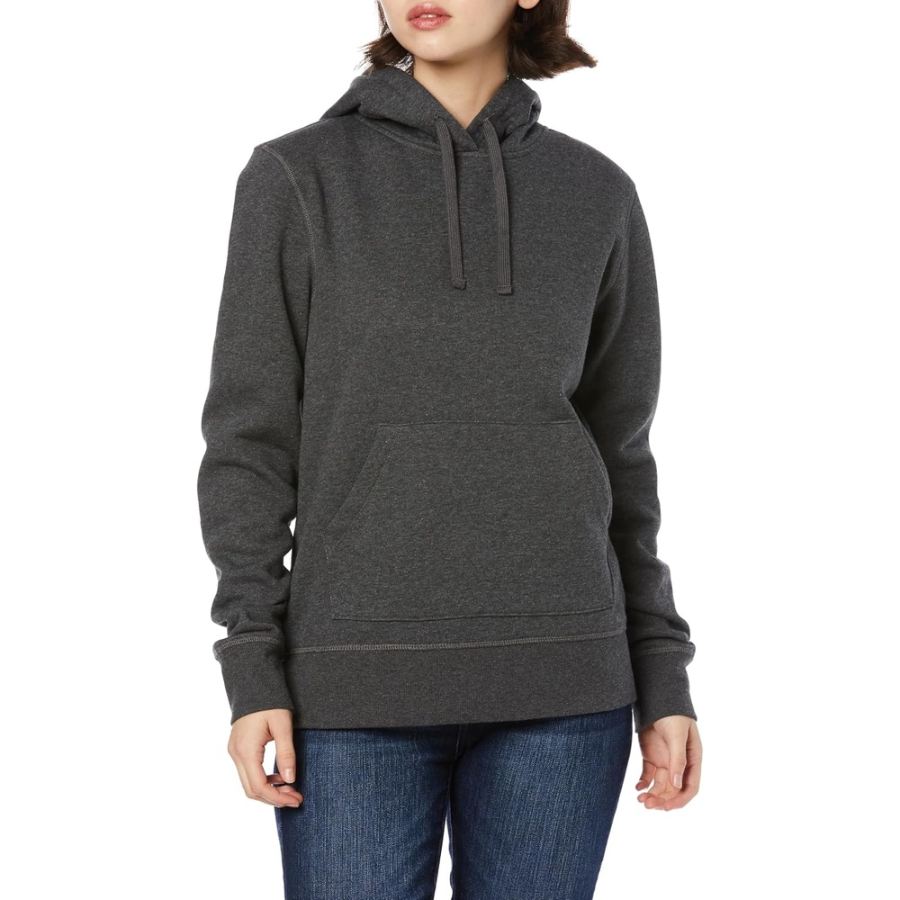 image:imageAmazon Essentials Womens RegularFit Midweight Fleece Pullover Hoodie with Kangaroo Pocket Available in Plus SizeCharcoal Heather