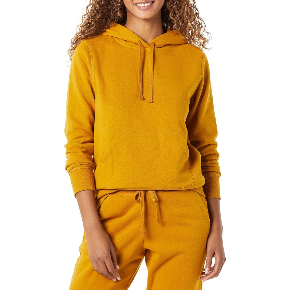 image:imageAmazon Essentials Womens RegularFit Midweight Fleece Pullover Hoodie with Kangaroo Pocket Available in Plus SizeTabacco