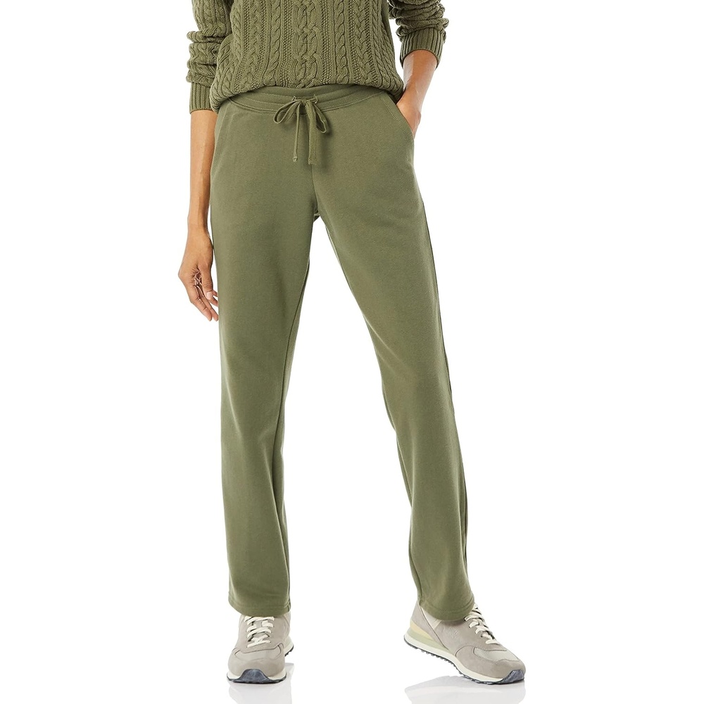 image:imageAmazon Essentials Womens Straight Leg Fleece Sweatpants with Drawstring Available in Plus SizeOlive