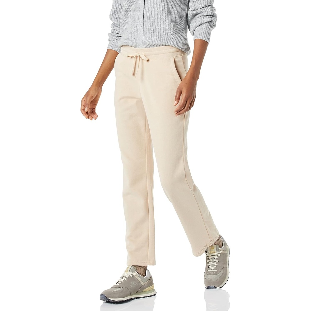 image:imageAmazon Essentials Womens Straight Leg Fleece Sweatpants with Drawstring Available in Plus SizeWarm Beige