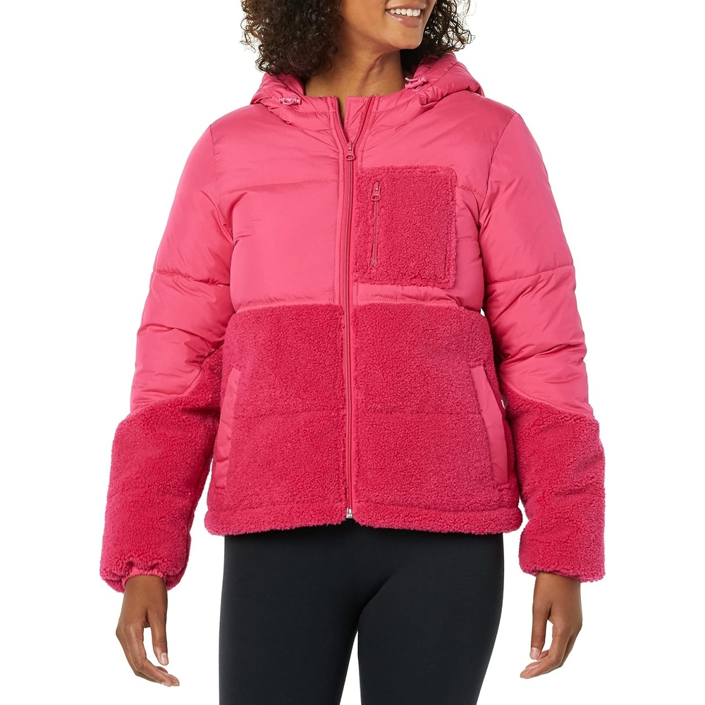 image:imageAmazon Essentials womens FullZip Sherpa Fleece Hooded Puffer JacketHot Pink