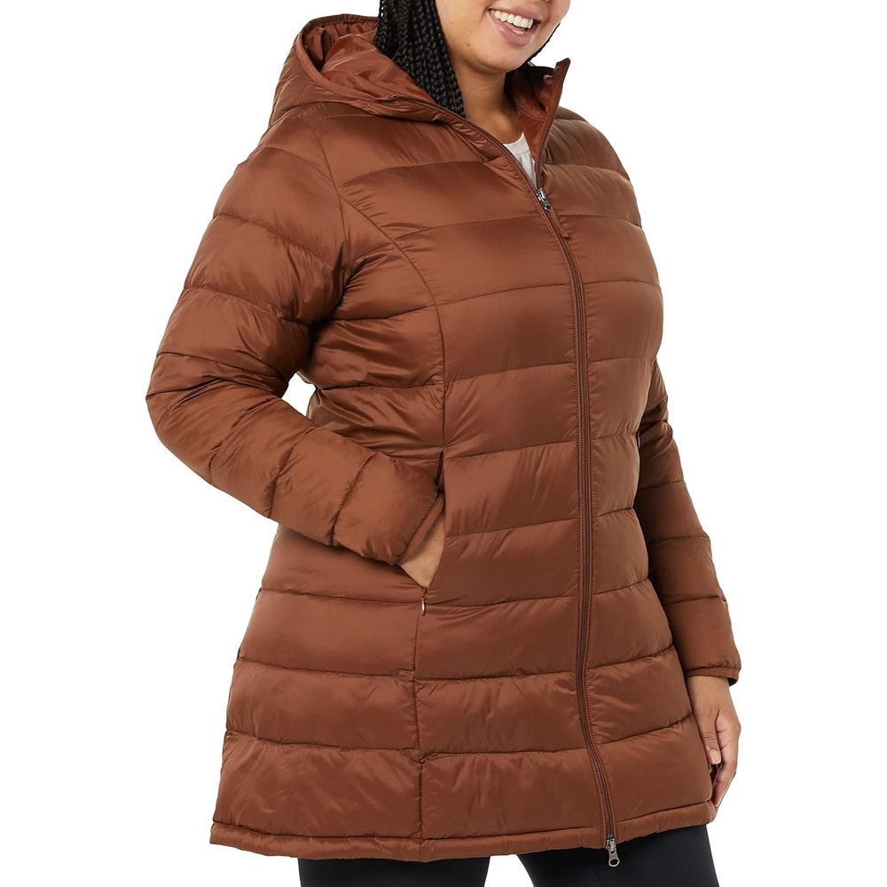 image:imageAmazon Essentials womens Lightweight WaterResistant Packable Hooded Puffer Coat Available in Plus SizeDark Toffee Brown