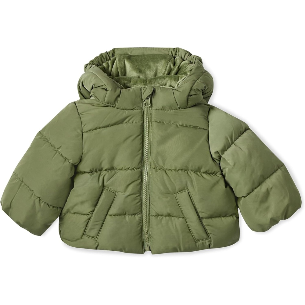 image:imageAmazon Essentials x Sofia Grainge Babies Toddlers and Boys WaterRepellent Hooded Puffer JacketLight Olive
