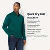 Amazon Essentials Men’s Regular Fit Long Sleeve Quick Dry Golf Polo Shirt(Dark Green)
