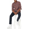 Amazon Essentials Men’s Slim-Fit Flannel Long-Sleeve Button Down Shirt, Two-Pocket, 100% Cotton, Plaid(Black Orange Plaid)
