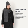 Amazon Essentials Unisex Adults’ Faux Mohair Scarf Hat Set for Women and Men(Charcoal Heather)