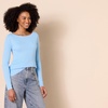 Amazon Essentials Women’s Classic-Fit Lightweight Long-Sleeve Boatneck Sweater(Sky Blue)
