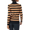 Amazon Essentials Women’s Classic-Fit Lightweight Long-Sleeve Turtleneck Sweater(Black Camel Rugby Stripe)