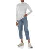 Amazon Essentials Women’s Classic-Fit Lightweight Long-Sleeve Turtleneck Sweater(Light Grey Heather/White Placed Stripe)