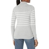 Amazon Essentials Women’s Classic-Fit Lightweight Long-Sleeve Turtleneck Sweater(Light Grey Heather/White Placed Stripe)