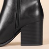 Amazon Essentials Women’s Clean Stacked Heel Ankle Boots with Side Zipper, Memory Foam Insole, Flexible Non-Slip Outsole(Black)