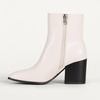 Amazon Essentials Women’s Clean Stacked Heel Ankle Boots with Side Zipper, Memory Foam Insole, Flexible Non-Slip Outsole(Ivory)