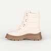 Amazon Essentials Women’s Lace Up Puffer Snow Boots with Chunky Heel(Ivory)