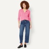 Amazon Essentials Women’s Lightweight Crewneck Cardigan Sweater(Pink)
