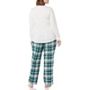 Amazon Essentials Women’s Lightweight Soft Flannel Trouser and Long-Sleeve T-Shirt Sleep Set, Lounge Bottoms, Salmon Pink(Green White Clay Plaid)