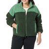 Amazon Essentials Women’s Long Sleeve Fleece Zip-Up Sherpa Lined Jacket with Stand Neck(Dark Green Sage Green Shearling)