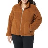 Amazon Essentials Women’s Long Sleeve Fleece Zip-Up Sherpa Lined Jacket with Stand Neck(Dark Tan)