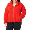 Amazon Essentials Women’s Long Sleeve Fleece Zip-Up Sherpa Lined Jacket with Stand Neck(Poppy Red)
