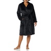Amazon Essentials Women’s Mid-Length Plush Bath Robe, Loungewear (Available in Plus Size)(Black)