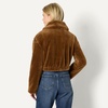 Amazon Essentials Women’s Oversized-Fit Cropped Faux Fur Jacket with Collar(Brown)
