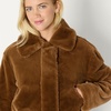 Amazon Essentials Women’s Oversized-Fit Cropped Faux Fur Jacket with Collar(Brown)