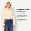 Amazon Essentials Women’s Oversized-Fit Cropped Faux Fur Jacket with Collar(Cream)