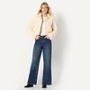 Amazon Essentials Women’s Oversized-Fit Cropped Faux Fur Jacket with Collar(Cream)