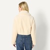 Amazon Essentials Women’s Oversized-Fit Cropped Faux Fur Jacket with Collar(Cream)