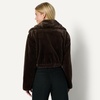 Amazon Essentials Women’s Oversized-Fit Cropped Faux Fur Jacket with Collar(Dark Brown)