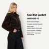 Amazon Essentials Women’s Oversized-Fit Cropped Faux Fur Jacket with Collar(Dark Brown)