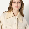 Amazon Essentials Women’s Oversized-Fit Denim Jacket with Faux Shearling Collar and Lining, Heavyweight(Ecru)