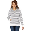 Amazon Essentials Women’s Regular-Fit Midweight Fleece Pullover Hoodie with Kangaroo Pocket (Available in Plus Size)(White Stripe)
