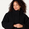 Amazon Essentials Women’s Relaxed Fit Cropped Full-Zip Puffer Jacket with Snap Closure, Quilted Matte or Sherpa Fleece(Black Teddy Sherpa)